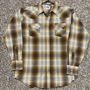 Ely Cattleman Men's Plaid Shirt - Brown and Gray